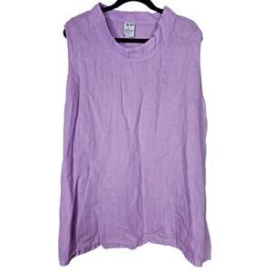 Match Point XL Purple Linen Lagenlook Tank Loose Coastal Comfort Casual